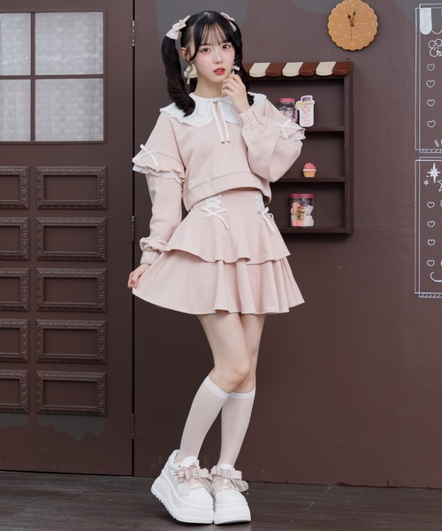 ROJITA（ロジータ）の「【セットアップ対応】2WAYカラーハート刺繍スウエット（スウェット・レディース・ブラック/ピンク/ホワイト/グレー・FREE）」の12枚目の写真