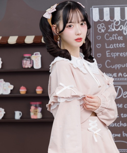 ROJITA（ロジータ）の「【セットアップ対応】2WAYカラーハート刺繍スウエット（スウェット・レディース・ブラック/ピンク/ホワイト/グレー・FREE）」の6枚目の写真