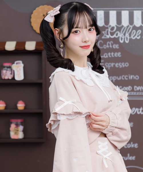 ROJITA（ロジータ）の「【セットアップ対応】2WAYカラーハート刺繍スウエット（スウェット・レディース・ブラック/ピンク/ホワイト/グレー・FREE）」の7枚目の写真