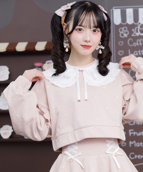 ROJITA（ロジータ）の「【セットアップ対応】2WAYカラーハート刺繍スウエット（スウェット・レディース・ブラック/ピンク/ホワイト/グレー・FREE）」の8枚目の写真