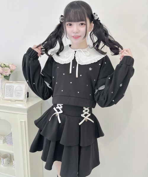 ROJITA（ロジータ）の「【セットアップ対応】2WAYカラーハート刺繍スウエット（スウェット・レディース・ブラック/ピンク/ホワイト/グレー・FREE）」の16枚目の写真