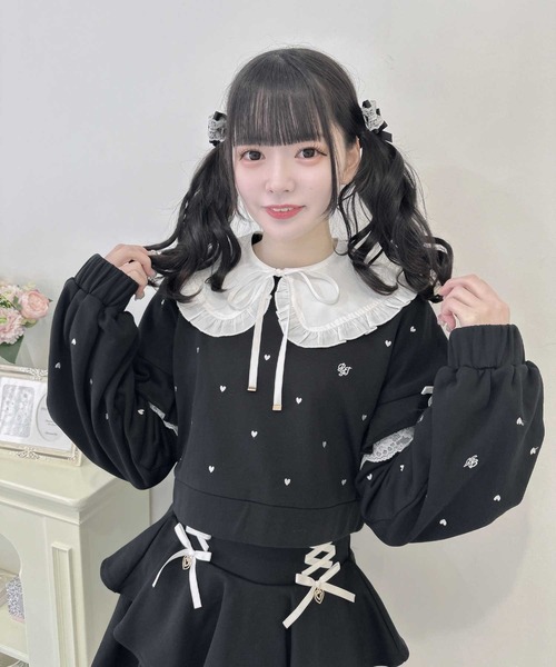 ROJITA（ロジータ）の「【セットアップ対応】2WAYカラーハート刺繍スウエット（スウェット・レディース・ブラック/ピンク/ホワイト/グレー・FREE）」の22枚目の写真