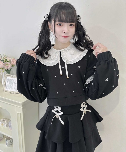 ROJITA（ロジータ）の「【セットアップ対応】2WAYカラーハート刺繍スウエット（スウェット・レディース・ブラック/ピンク/ホワイト/グレー・FREE）」の15枚目の写真