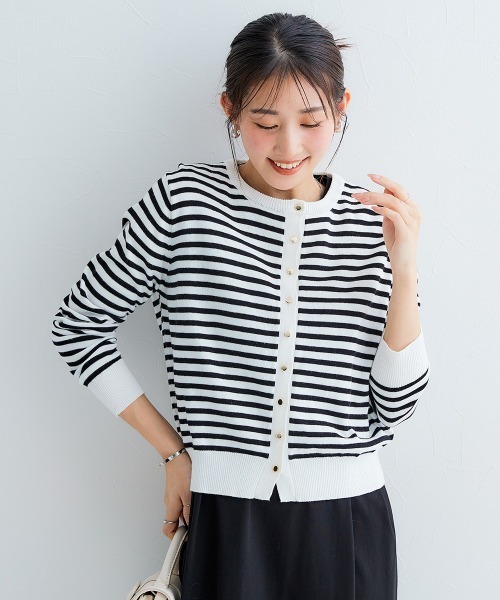 Petitjo(プッチージョ)の「小さいサイズ 綿混金ボタンクルーネックカーディガン 低身長さん・小柄女性(カーディガン/ボレロ・レディース・ブラック/ブラック系/ホワイト・PSS/PS/PL/PM)」の14枚目の写真