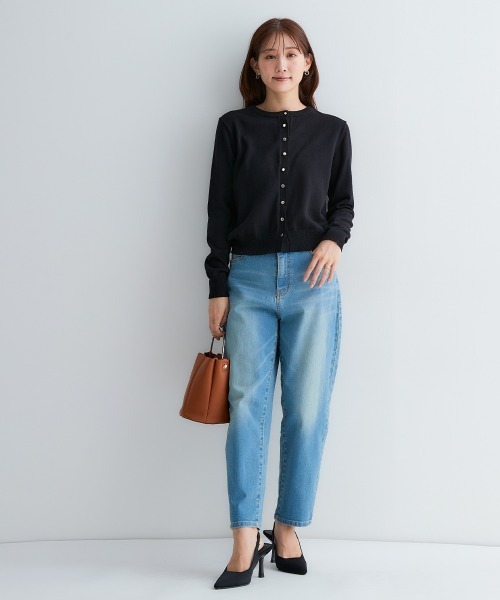 Petitjo(プッチージョ)の「小さいサイズ 綿混金ボタンクルーネックカーディガン 低身長さん・小柄女性(カーディガン/ボレロ・レディース・ブラック/ブラック系/ホワイト・PSS/PS/PL/PM)」の10枚目の写真