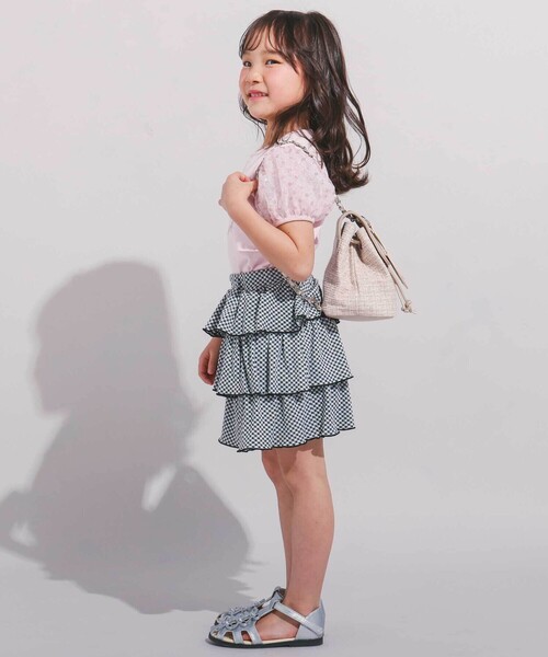 BeBe（ベベ）の「【お揃い】ハートタグ付きブロッサムラメツイード2wayミニリュック（ショルダーバッグ・キッズ・ピンク/ベージュ・FREE）」の11枚目の写真