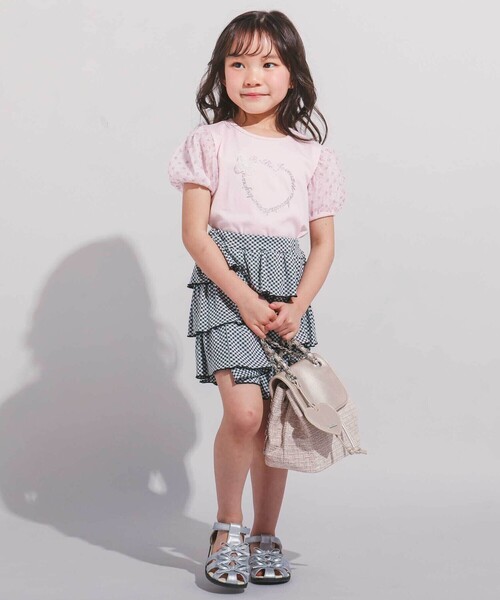 BeBe（ベベ）の「【お揃い】ハートタグ付きブロッサムラメツイード2wayミニリュック（ショルダーバッグ・キッズ・ピンク/ベージュ・FREE）」の12枚目の写真