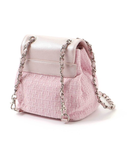 BeBe（ベベ）の「【お揃い】ハートタグ付きブロッサムラメツイード2wayミニリュック（ショルダーバッグ・キッズ・ピンク/ベージュ・FREE）」の15枚目の写真