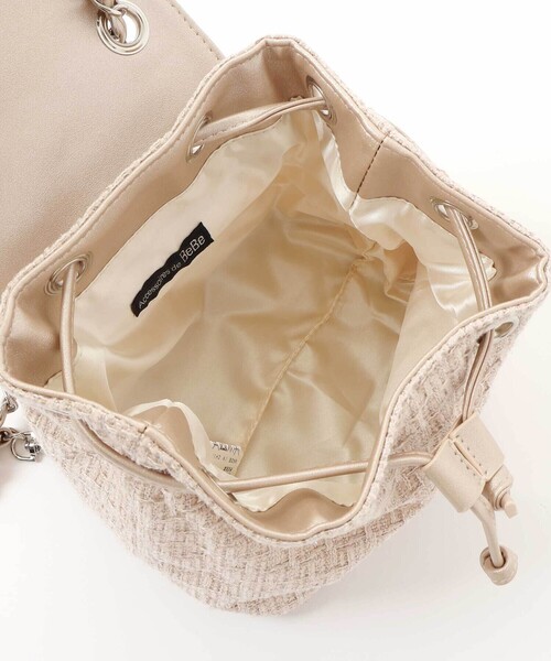 BeBe（ベベ）の「【お揃い】ハートタグ付きブロッサムラメツイード2wayミニリュック（ショルダーバッグ・キッズ・ピンク/ベージュ・FREE）」の22枚目の写真