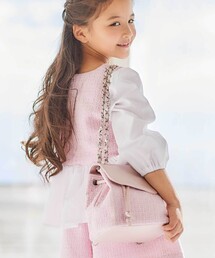 BeBe（ベベ）の「【お揃い】ハートタグ付きブロッサムラメツイード2wayミニリュック（ショルダーバッグ・キッズ）」
