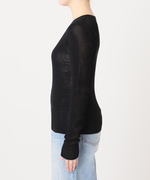 Plage - 美品　plage Knit Tシャツ ブラック セール】rib like kn long Tシャツ（ニット/セーター）｜Plage