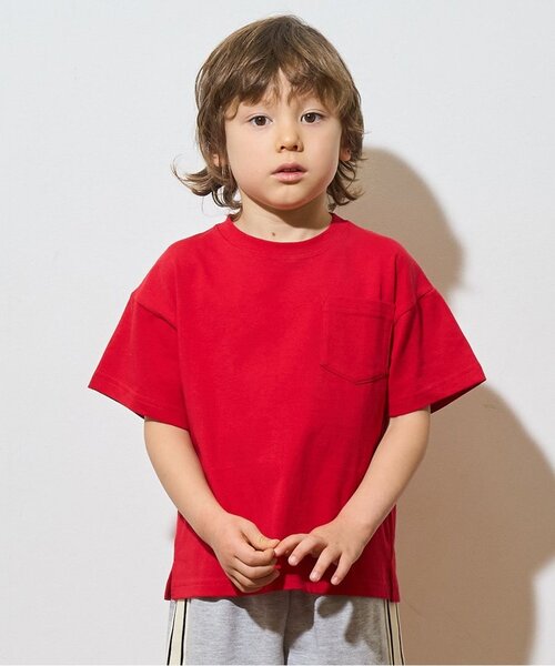 b・ROOM（ビールーム）の「【カイテキ天竺】ビッグシルエットベーシックTシャツ（Tシャツ/カットソー・キッズ・ライトベージュ/ライトブルー/パープル/ターコイズブルー/ブラック/オフホワイト/レッド/ダークグリーン/マスタード/トップグレー・100cm/150cm/130cm/110cm/140cm/120cm）」の10枚目の写真