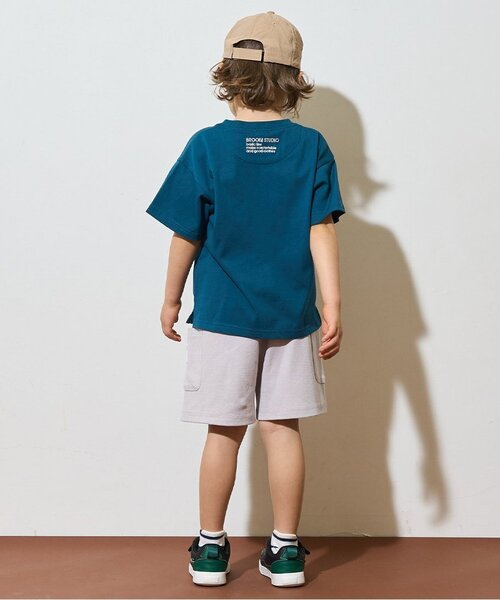 b・ROOM（ビールーム）の「【カイテキ天竺】ビッグシルエットベーシックTシャツ（Tシャツ/カットソー・キッズ・ライトベージュ/ライトブルー/パープル/ターコイズブルー/ブラック/オフホワイト/レッド/ダークグリーン/マスタード/トップグレー・100cm/150cm/130cm/110cm/140cm/120cm）」の20枚目の写真