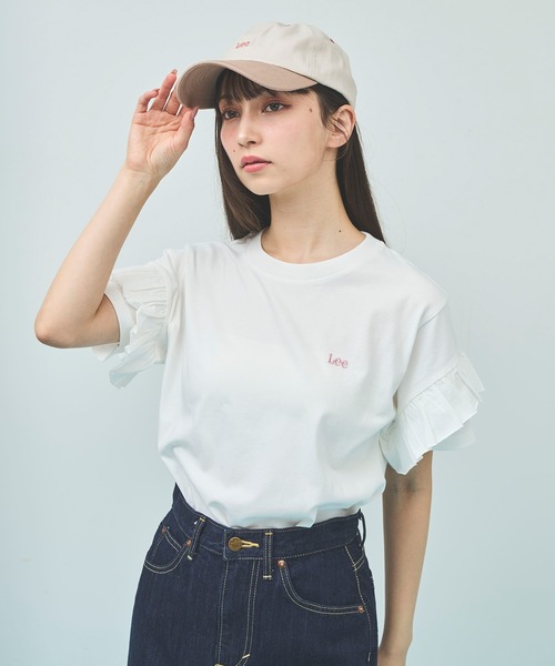 31 Sons de mode（トランテアン　ソン　ドゥ　モード）の「【Leeコラボ】フリルスリーブTEE（Tシャツ/カットソー・レディース・オフホワイト/ピンク/ブラック・フリー）」の4枚目の写真
