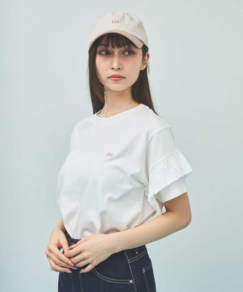 31 Sons de mode（トランテアン　ソン　ドゥ　モード）の「【Leeコラボ】フリルスリーブTEE（Tシャツ/カットソー・レディース・オフホワイト/ピンク/ブラック・フリー）」の6枚目の写真