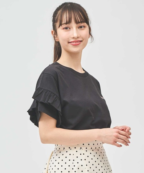 31 Sons de mode（トランテアン　ソン　ドゥ　モード）の「【Leeコラボ】フリルスリーブTEE（Tシャツ/カットソー・レディース・オフホワイト/ピンク/ブラック・フリー）」の12枚目の写真