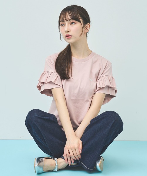31 Sons de mode（トランテアン　ソン　ドゥ　モード）の「【Leeコラボ】フリルスリーブTEE（Tシャツ/カットソー・レディース・オフホワイト/ピンク/ブラック・フリー）」の15枚目の写真