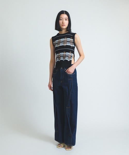 twisted line denim trousers（デニムパンツ）｜soduk（スドーク