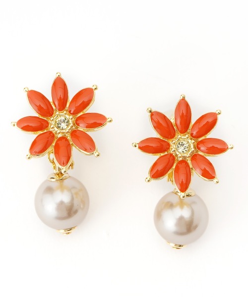 LANVIN en Bleu(ランバンオンブルー)の「マーガレットモチーフ 2WAYイヤリング(イヤリング・レディース・オレンジ/ホワイト/ブルー・ONE SIZE)」の2枚目の写真