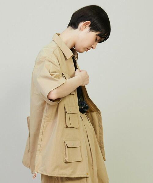 FRAPBOIS（フラボア）の「ユーティーズ シャツブルゾン（シャツ/ブラウス・レディース・ベージュ/ネイビー・1/2）」の5枚目の写真