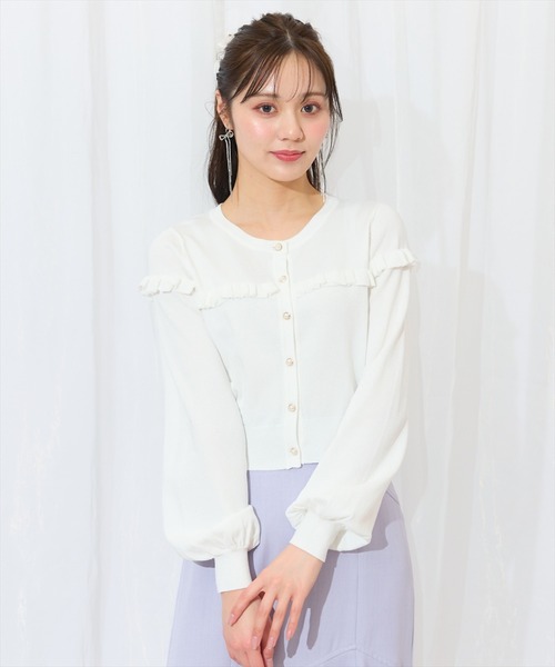 WILLSELECTION(ウィルセレクション)の「フリルデザインニットカーディガン(カーディガン/ボレロ・レディース・オレンジ/ブルー系その他/オフホワイト/ブラック・FREE)」の2枚目の写真