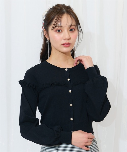 WILLSELECTION(ウィルセレクション)の「フリルデザインニットカーディガン(カーディガン/ボレロ・レディース・オレンジ/ブルー系その他/オフホワイト/ブラック・FREE)」の3枚目の写真