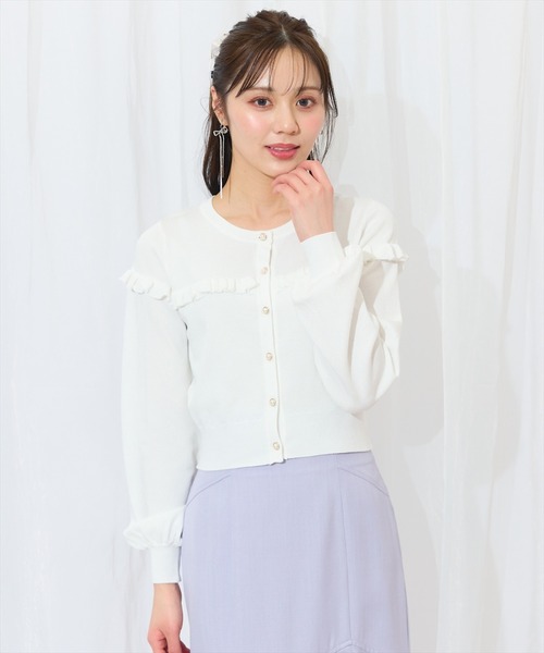 WILLSELECTION(ウィルセレクション)の「フリルデザインニットカーディガン(カーディガン/ボレロ・レディース・オレンジ/ブルー系その他/オフホワイト/ブラック・FREE)」の5枚目の写真