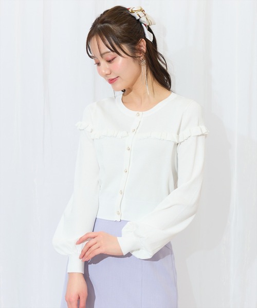 WILLSELECTION(ウィルセレクション)の「フリルデザインニットカーディガン(カーディガン/ボレロ・レディース・オレンジ/ブルー系その他/オフホワイト/ブラック・FREE)」の8枚目の写真