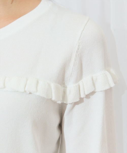 WILLSELECTION(ウィルセレクション)の「フリルデザインニットカーディガン(カーディガン/ボレロ・レディース・オレンジ/ブルー系その他/オフホワイト/ブラック・FREE)」の11枚目の写真