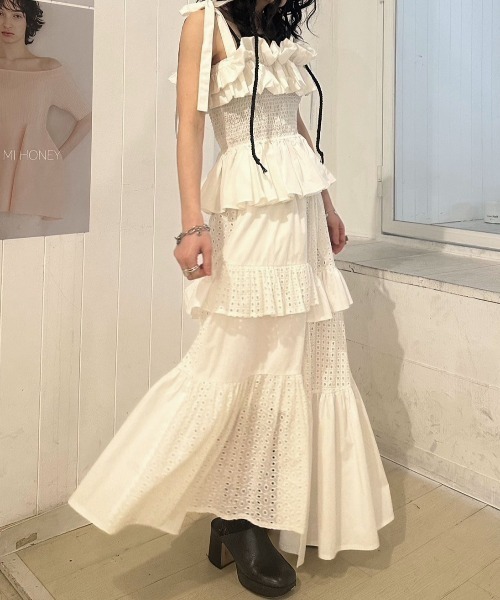 スカート HONEY MI HONEY tulle tiered mini skirt HONEY MI HONEY tulle tiered mini skirt