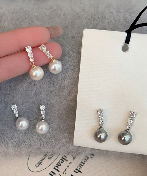 yu-ka（ユーカ）の「YU-KA:ジルコニア＆パールドロップピアス zirconia & Pearl drop pierce（ピアス（両耳用）・レディース・シルバー/シルバー系その他/ゴールド・FREE）」の9枚目の写真