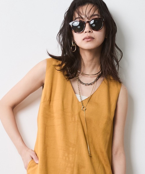 CHIC STYLE(シックスタイル)の「レーヨン麻Vネックロングワンピース<大きいサイズ有>シックスタイル(ワンピース・レディース・ブラック/マスタード・LL/3L/4L/5L/M/L)」の11枚目の写真