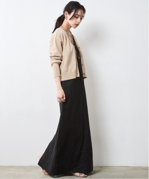 CHIC STYLE(シックスタイル)の「レーヨン麻Vネックロングワンピース<大きいサイズ有>シックスタイル(ワンピース・レディース・ブラック/マスタード・LL/3L/4L/5L/M/L)」の17枚目の写真