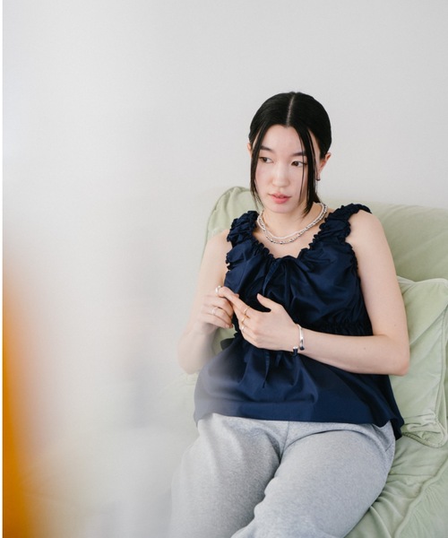 DRWCYS（ドロシーズ）の「スリーブレスギャザーリボンブラウス（シャツ/ブラウス・レディース・ブルー/ベージュ/ネイビー/ホワイト/ブラウン/ブラック・FREE）」の17枚目の写真