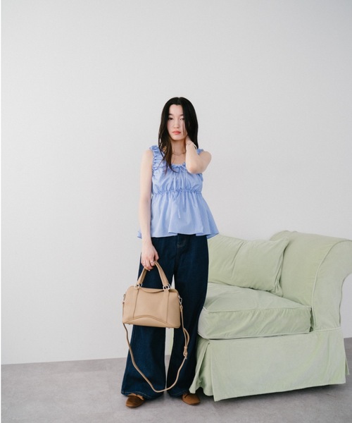 DRWCYS（ドロシーズ）の「スリーブレスギャザーリボンブラウス（シャツ/ブラウス・レディース・ブルー/ベージュ/ネイビー/ホワイト/ブラウン/ブラック・FREE）」の11枚目の写真