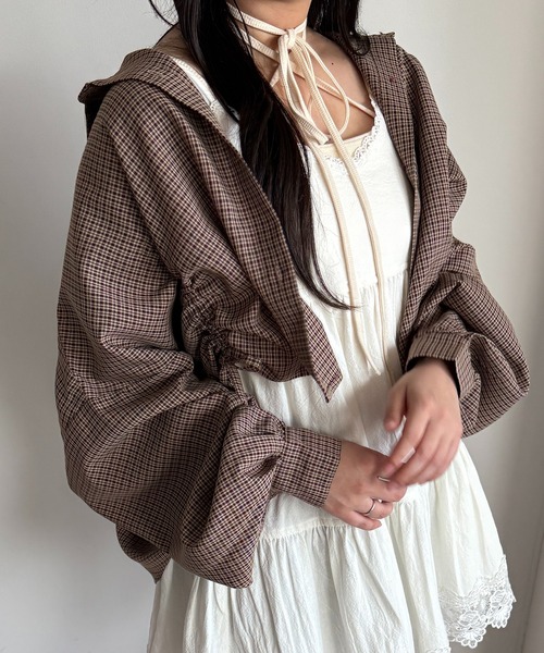 apres jour mignon（アプレジュールミニョン）の「デザインチェックシャツ【ZOZOTOWN限定アイテム】（シャツ/ブラウス・レディース・ブルー系その他/レッド/ベージュ系その他/ブラウン系その他・X-LARGE/フリー）」の2枚目の写真