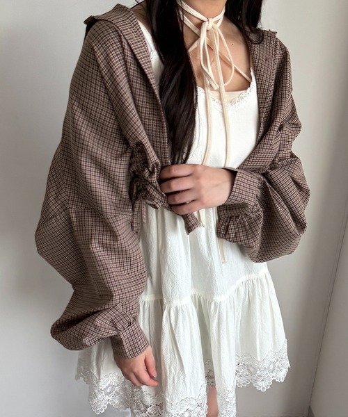 apres jour mignon（アプレジュールミニョン）の「デザインチェックシャツ【ZOZOTOWN限定アイテム】（シャツ/ブラウス・レディース・ブルー系その他/レッド/ベージュ系その他/ブラウン系その他・X-LARGE/フリー）」の5枚目の写真