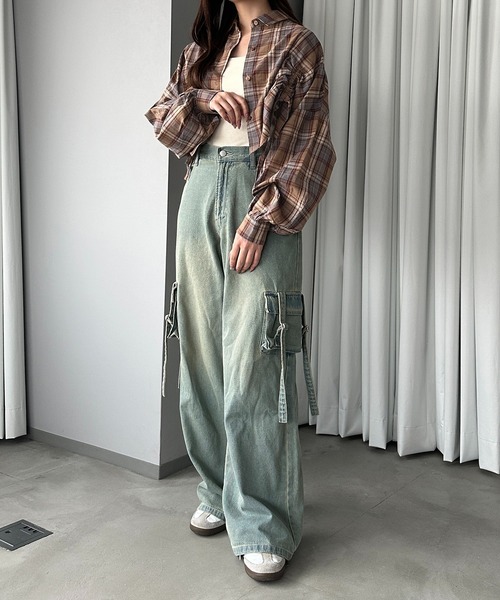 apres jour mignon（アプレジュールミニョン）の「デザインチェックシャツ【ZOZOTOWN限定アイテム】（シャツ/ブラウス・レディース・ブルー系その他/レッド/ベージュ系その他/ブラウン系その他・X-LARGE/フリー）」の8枚目の写真