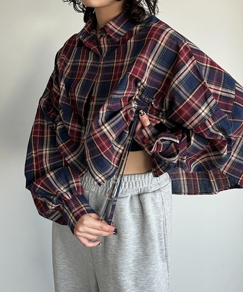 apres jour mignon（アプレジュールミニョン）の「デザインチェックシャツ【ZOZOTOWN限定アイテム】（シャツ/ブラウス・レディース・ブルー系その他/レッド/ベージュ系その他/ブラウン系その他・X-LARGE/フリー）」の11枚目の写真
