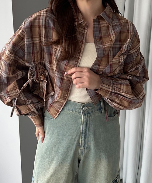 apres jour mignon（アプレジュールミニョン）の「デザインチェックシャツ【ZOZOTOWN限定アイテム】（シャツ/ブラウス・レディース・ブルー系その他/レッド/ベージュ系その他/ブラウン系その他・X-LARGE/フリー）」の16枚目の写真