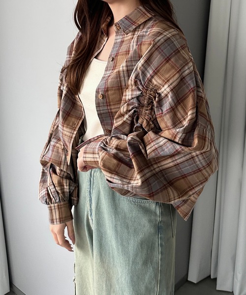 apres jour mignon（アプレジュールミニョン）の「デザインチェックシャツ【ZOZOTOWN限定アイテム】（シャツ/ブラウス・レディース・ブルー系その他/レッド/ベージュ系その他/ブラウン系その他・X-LARGE/フリー）」の18枚目の写真