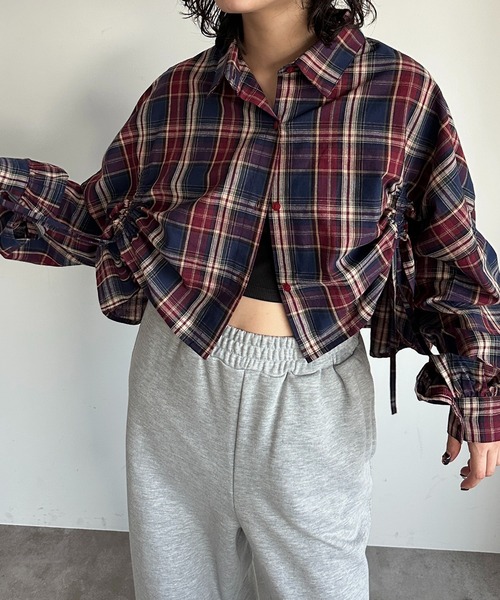 apres jour mignon（アプレジュールミニョン）の「デザインチェックシャツ【ZOZOTOWN限定アイテム】（シャツ/ブラウス・レディース・ブルー系その他/レッド/ベージュ系その他/ブラウン系その他・X-LARGE/フリー）」の22枚目の写真