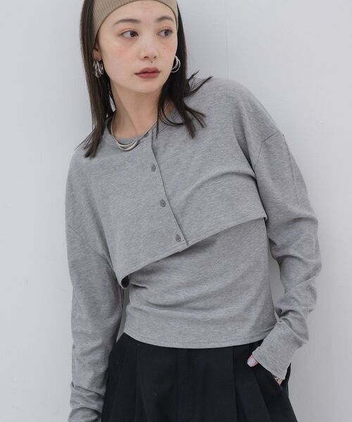 kivi(キヴィ)の「rib cardigan&cami(カーディガン/ボレロ・レディース・ライトグレー/ライトグリーン/ブラック・FREE)」の1枚目の写真