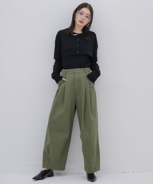 kivi(キヴィ)の「rib cardigan&cami(カーディガン/ボレロ・レディース・ライトグレー/ライトグリーン/ブラック・FREE)」の4枚目の写真