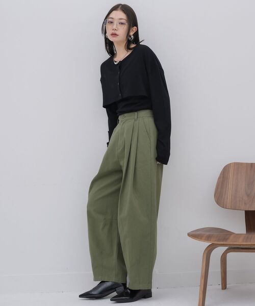 kivi(キヴィ)の「rib cardigan&cami(カーディガン/ボレロ・レディース・ライトグレー/ライトグリーン/ブラック・FREE)」の7枚目の写真