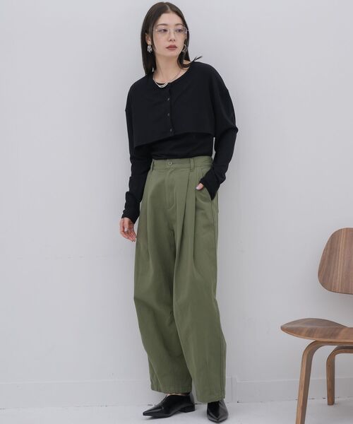 kivi(キヴィ)の「rib cardigan&cami(カーディガン/ボレロ・レディース・ライトグレー/ライトグリーン/ブラック・FREE)」の8枚目の写真