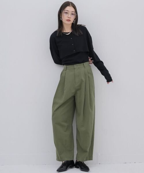 kivi(キヴィ)の「rib cardigan&cami(カーディガン/ボレロ・レディース・ライトグレー/ライトグリーン/ブラック・FREE)」の9枚目の写真