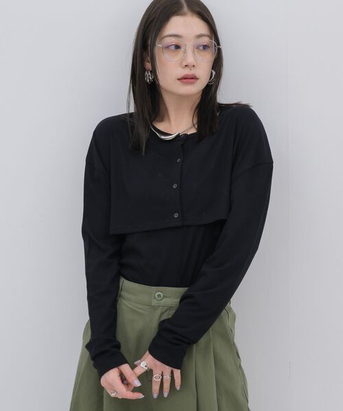 kivi(キヴィ)の「rib cardigan&cami(カーディガン/ボレロ・レディース・ライトグレー/ライトグリーン/ブラック・FREE)」の10枚目の写真