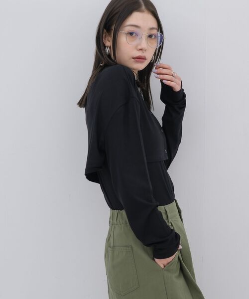 kivi(キヴィ)の「rib cardigan&cami(カーディガン/ボレロ・レディース・ライトグレー/ライトグリーン/ブラック・FREE)」の11枚目の写真