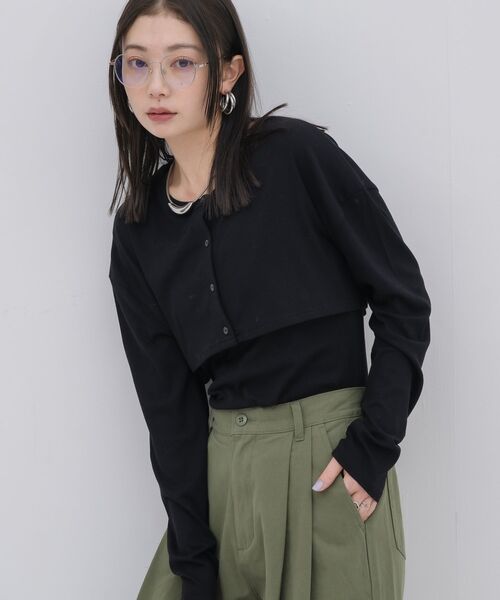 kivi(キヴィ)の「rib cardigan&cami(カーディガン/ボレロ・レディース・ライトグレー/ライトグリーン/ブラック・FREE)」の13枚目の写真
